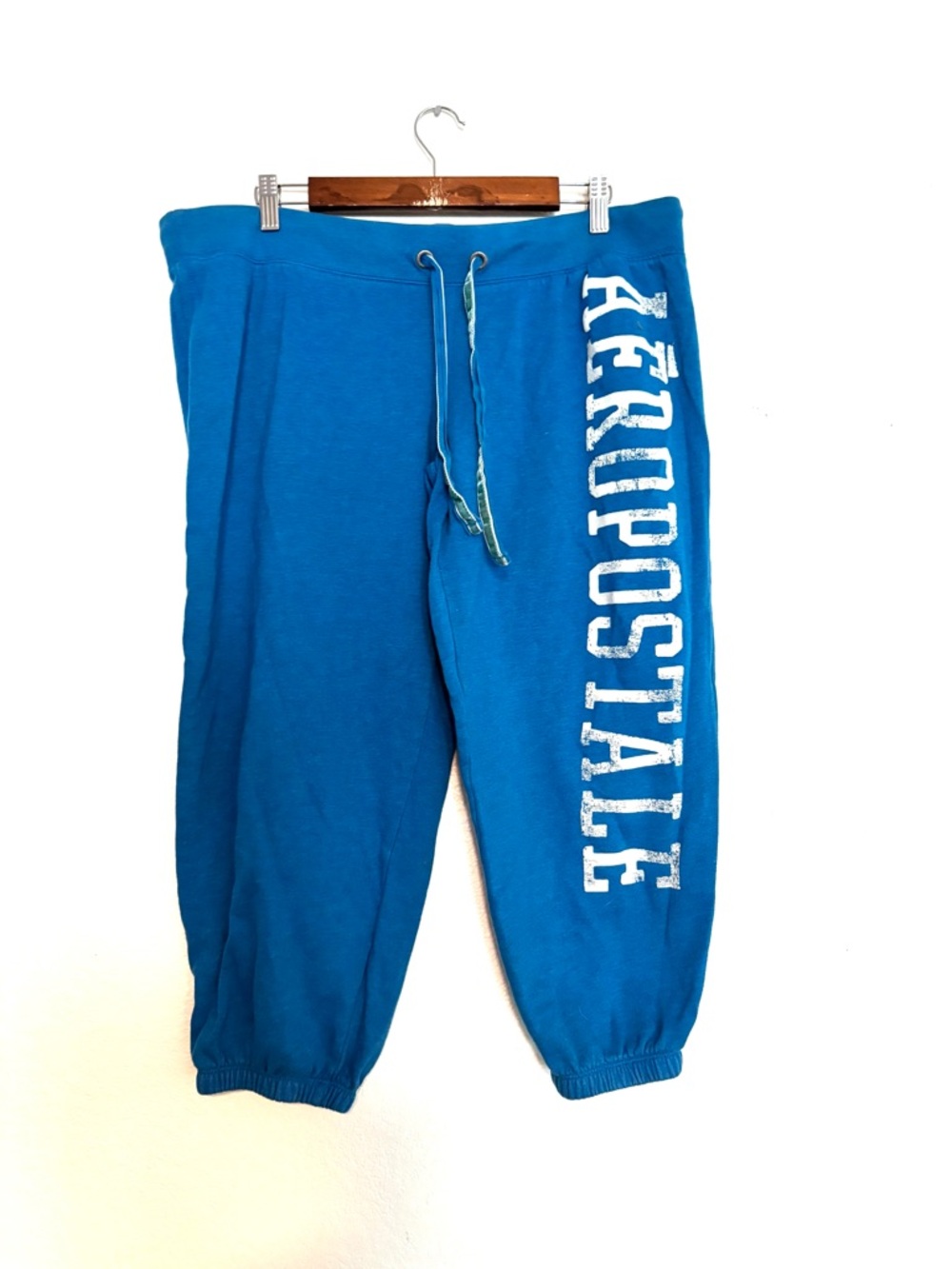 Aeropostale XL Side Spellout Cobalt Blue Jogger Warmup Drawstring Pants Plus